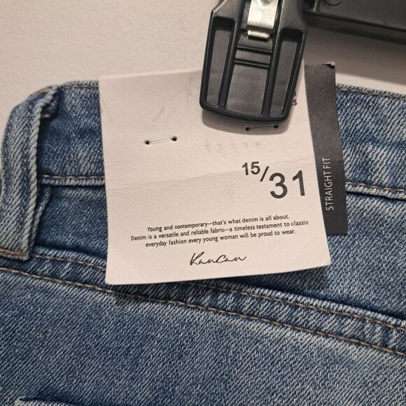Kancan Distressed Straight Leg Streetwear Boho Jeans Size 31 NWT Lightwash Blue - Picture 11 of 14